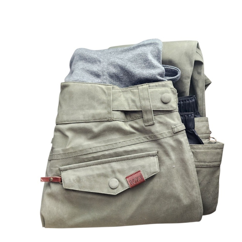 ROXY Backyard 15K olive green slim fit snow ski pants size L women's gorpcore